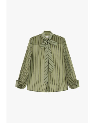 Camisa às riscas com laço e mangas amplas Dixie