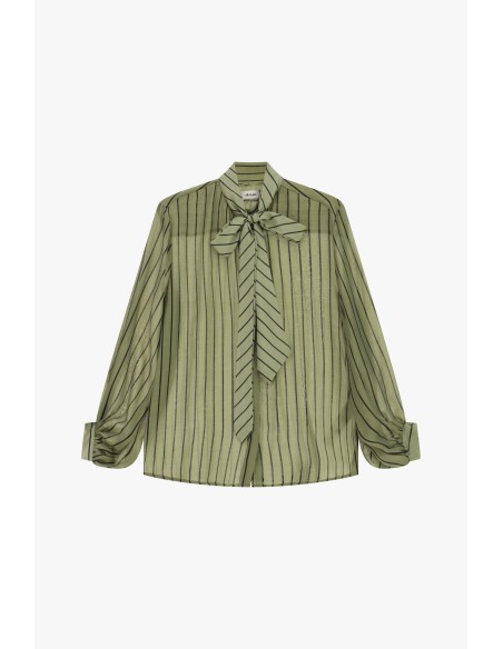 Camisa às riscas com laço e mangas amplas Dixie