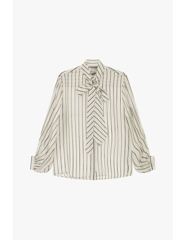 Camisa às riscas com laço e mangas largas Dixie