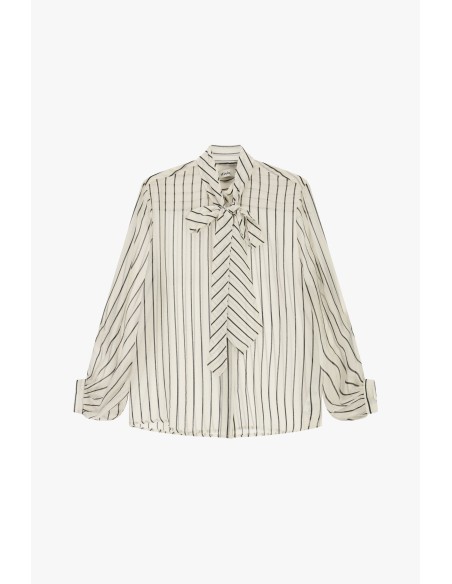 Camisa às riscas com laço e mangas largas Dixie