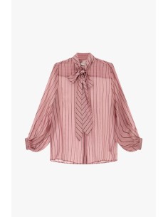 Camisa às riscas com laço e mangas largas Dixie