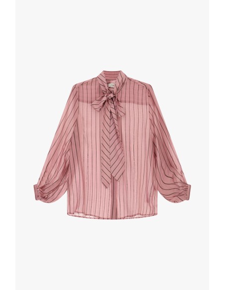 Camisa às riscas com laço e mangas largas Dixie