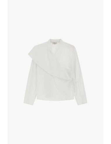 Blusa assimétrica de mangas compridas com nó lateral Dixie