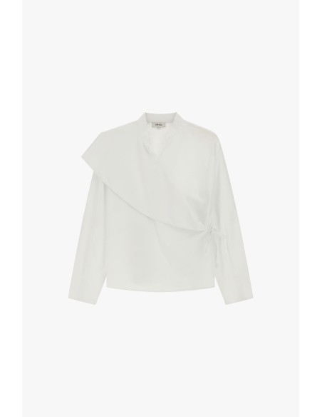 Blusa assimétrica de mangas compridas com nó lateral Dixie