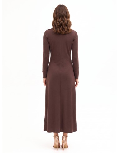 Vestido Comprido De Malha Com Mistura De Viscose, Decote Em V E Franzido À Frente Rinascimento