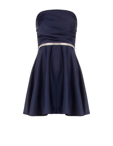 Vestido curto rodado com cinto joia em strass Rinascimento
