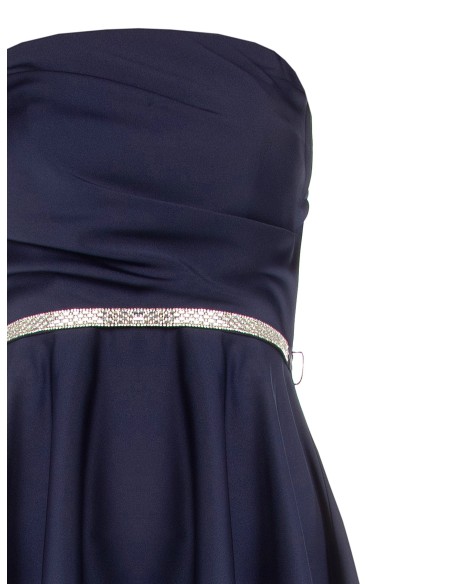 Vestido curto rodado com cinto de strass Rinascimento
