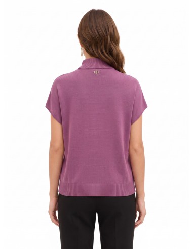 Camisola oversize de gola alta em mistura de viscose com botões joia Rinascimento