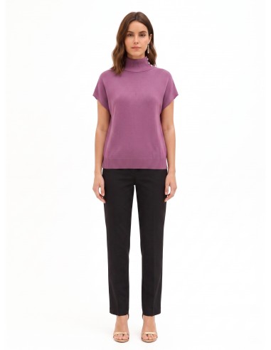 Camisola oversized de gola alta em mistura de viscose com botões joia Rinascimento