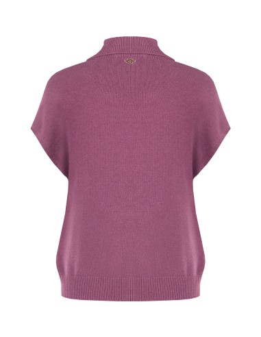 Camisola oversized de gola alta em mistura de viscose com botões joia Rinascimento