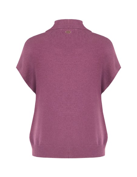 Camisola oversized de gola alta em mistura de viscose com botões joia Rinascimento