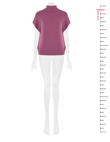 Camisola oversize de gola alta em mistura de viscose com botões joia Rinascimento