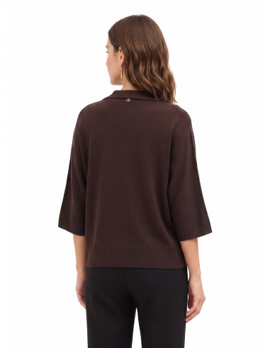 Camisola polo oversized leve em mistura de viscose com mangas a 3/4 Rinascimento