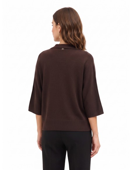 Camisola polo oversized leve em mistura de viscose com mangas a 3/4 Rinascimento