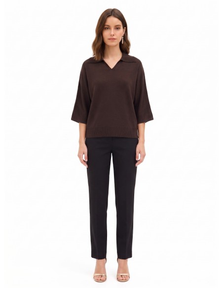 Polo de malha leve oversized em mistura de viscose com mangas a 3/4 Rinascimento