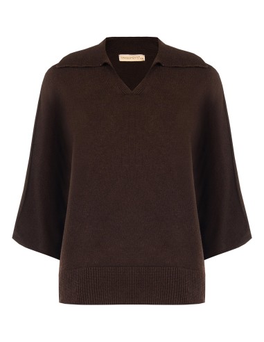 Polo leve oversized em mistura de viscose com mangas a 3/4 Rinascimento