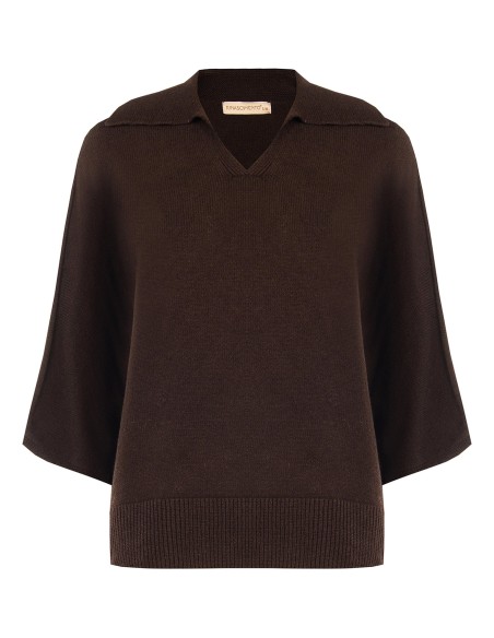 Polo leve oversized em mistura de viscose com mangas a 3/4 Rinascimento