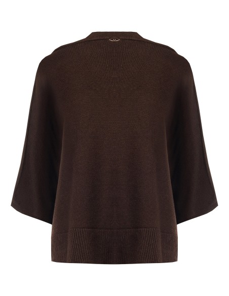 Camisola polo oversized leve em mistura de viscose com mangas 3/4 Rinascimento
