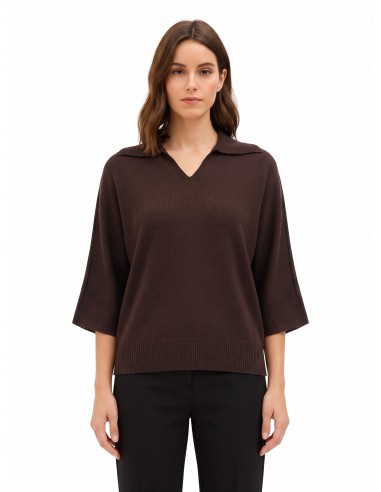 Polo oversized leve em mistura de viscose com mangas 3/4 Rinascimento