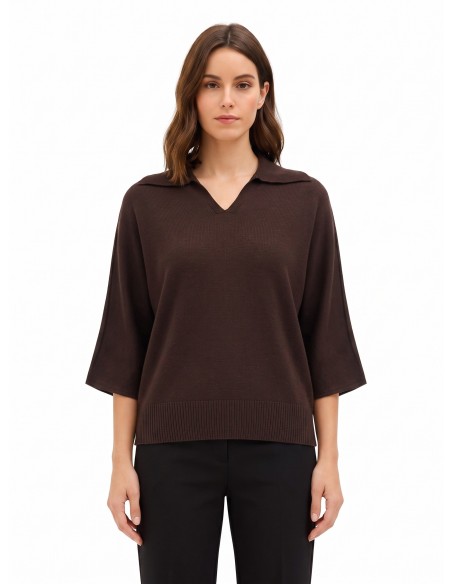 Polo oversized leve em mistura de viscose com mangas 3/4 Rinascimento