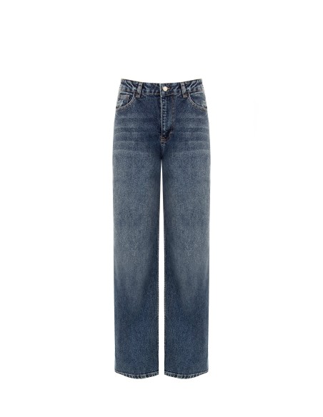 Jeans Palazzo com Lavagem Clara Rinascimento
