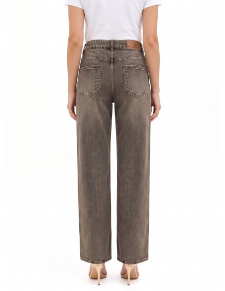 Jeans Palazzo com Efeito Desgastado Rinascimento