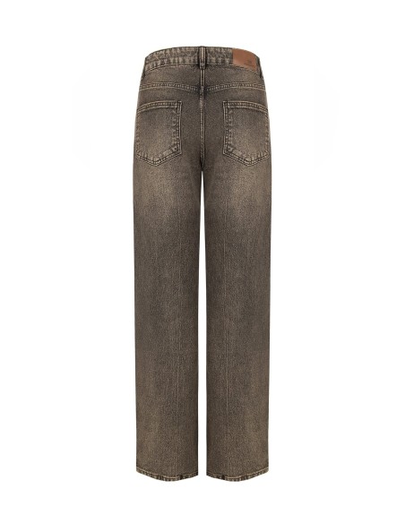 Jeans Palazzo com Efeito Usado Rinascimento