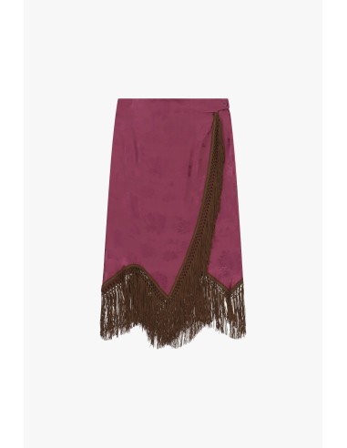 Saia midi com padrão jacquard e franjas Dixie