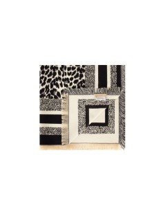 Cachecol jacquard salpicado em mistura de viscose com franjas nas extremidades