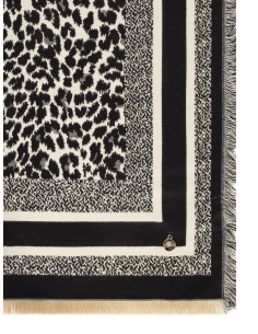 Cachecol jacquard salpicado em mistura de viscose com franjas nas extremidades 2