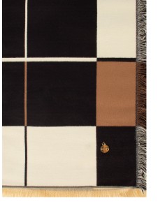 Cachecol de mistura de viscose aos quadrados tricolor com franjas Rinascimento 2