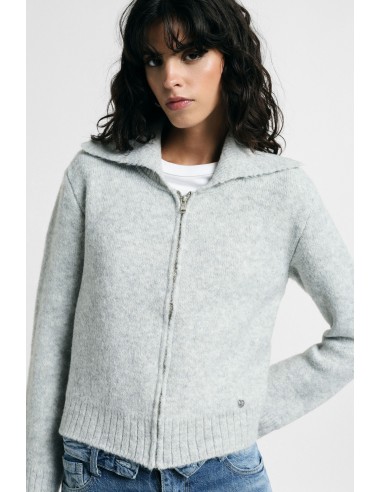 Cardigan com fecho de correr, gola polo e mangas compridas Please
