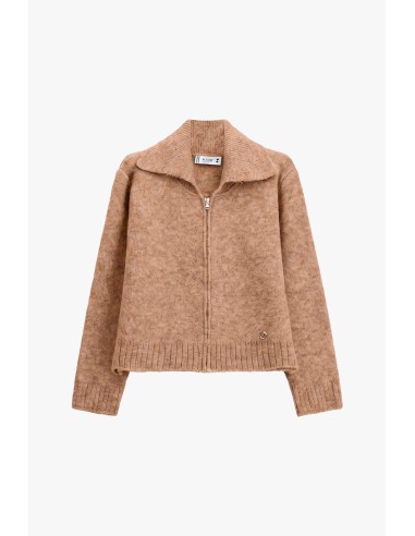 Cardigan com fecho de correr, gola polo e mangas compridas Please