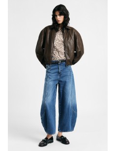 Jeans Balloon Fit de Cintura Alta com Costuras Arredondadas Please