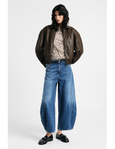 Jeans Balloon Fit de Cintura Alta com Costuras Arredondadas Please