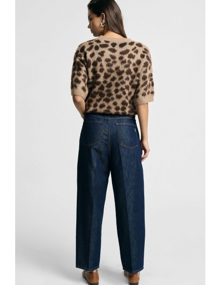 Jeans Baloon Fit de Cintura Alta com Pregas Visíveis Please
