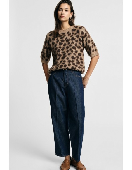 Jeans Baloon Fit de Cintura Alta com Pregas Visíveis Please