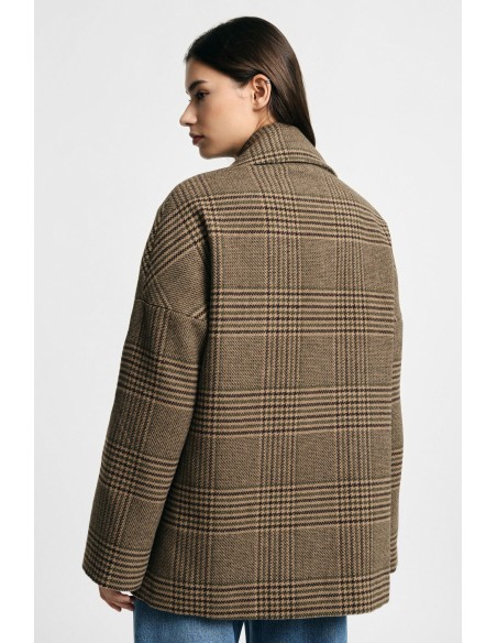 Camisa-casaco oversized aos quadrados com fecho de trespasse Please