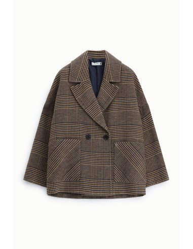 Casaco-camisa oversize aos quadrados com fecho de trespasse Please