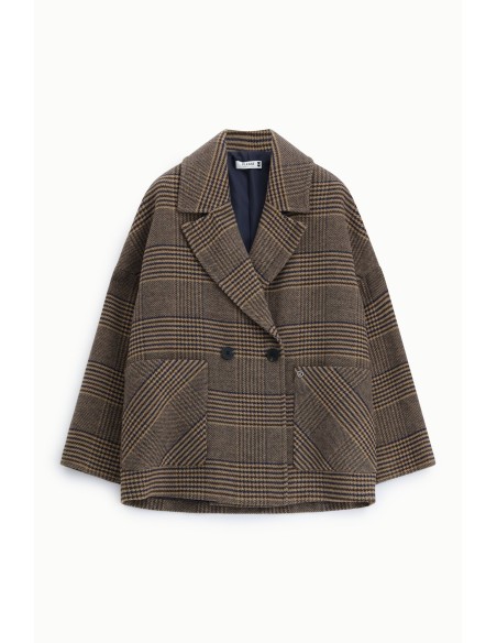 Casaco-camisa oversize aos quadrados com fecho de trespasse Please