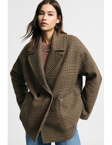 Casaco-camisa oversized aos quadrados com fecho de trespasse Please