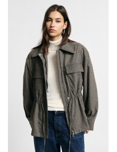 Camisa-Jaqueta com Fecho e Bolsos Frontais Please