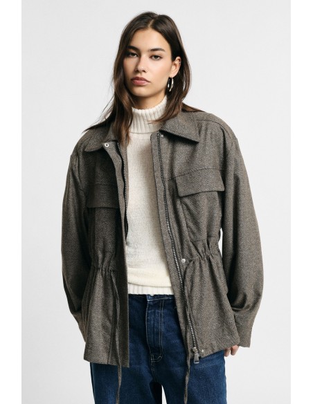 Camisa-Jaqueta com Fecho e Bolsos Frontais Please