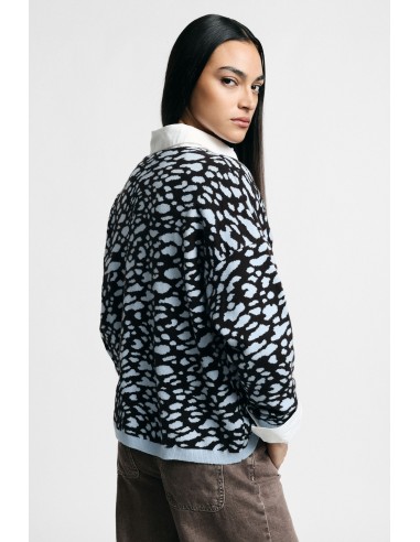 Camisola de decote em V com padrão animalier em jacquard Please