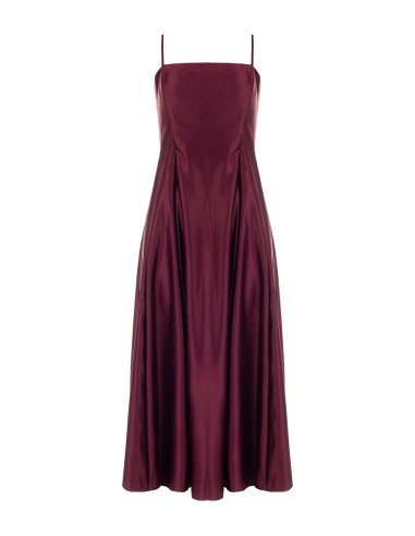 Vestido midi em cetim estruturado, rodado e com bolsos Rinascimento