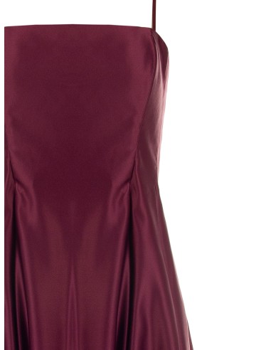 Vestido midi em cetim estruturado, rodado, com bolsos Rinascimento