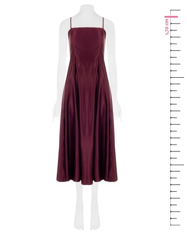 Vestido midi em cetim estruturado, de roda, com bolsos Rinascimento