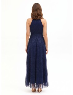 Vestido comprido com decote halter e saia plissada Rinascimento 2