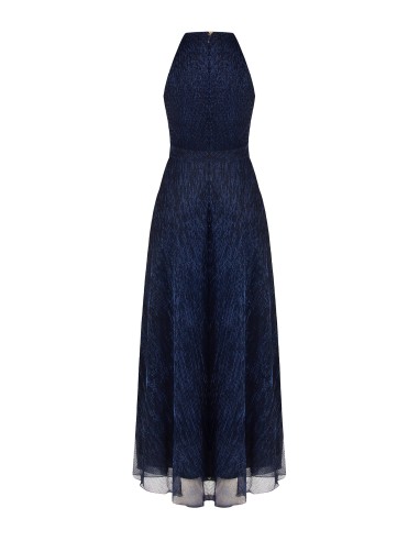 Vestido comprido com decote halter e saia plissada Rinascimento