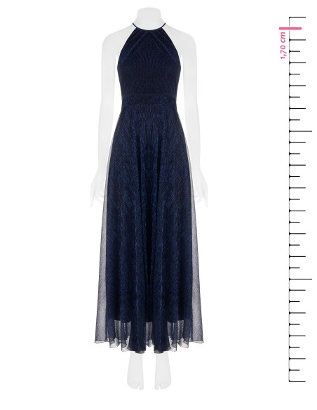 Vestido comprido com decote halter e saia plissada Rinascimento